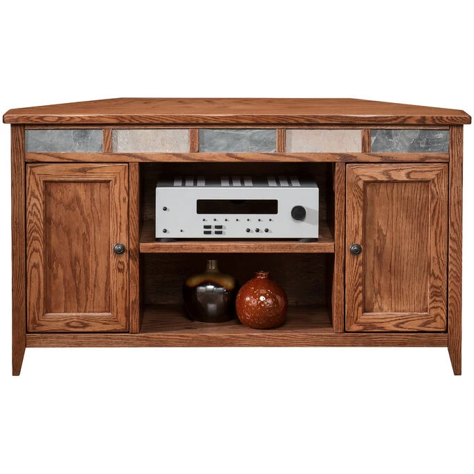 Evanston Antique Oak 50 Inch Corner Console 3 Evanston Antique Oak 50 Inch Corner Console