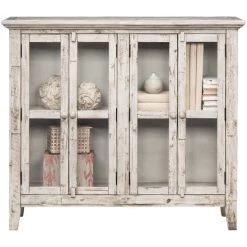 Rustic Shores Antique White 4 Door Cabinet
