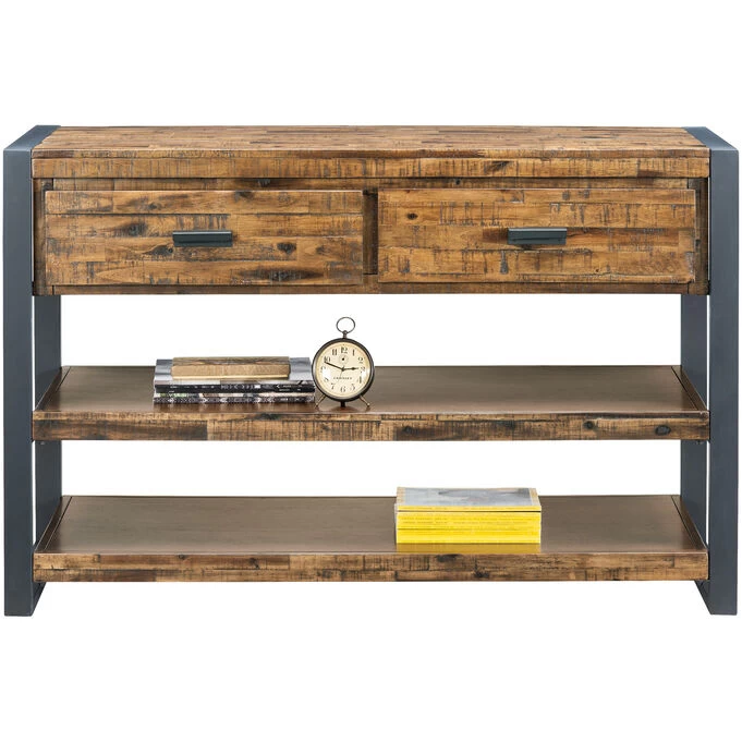 Loftworks Distressed Brown 2 Drawer Console Table 3 Loftworks Distressed Brown 2 Drawer Console Table