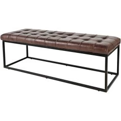 Strathmore Dark Sienna Leather Bench