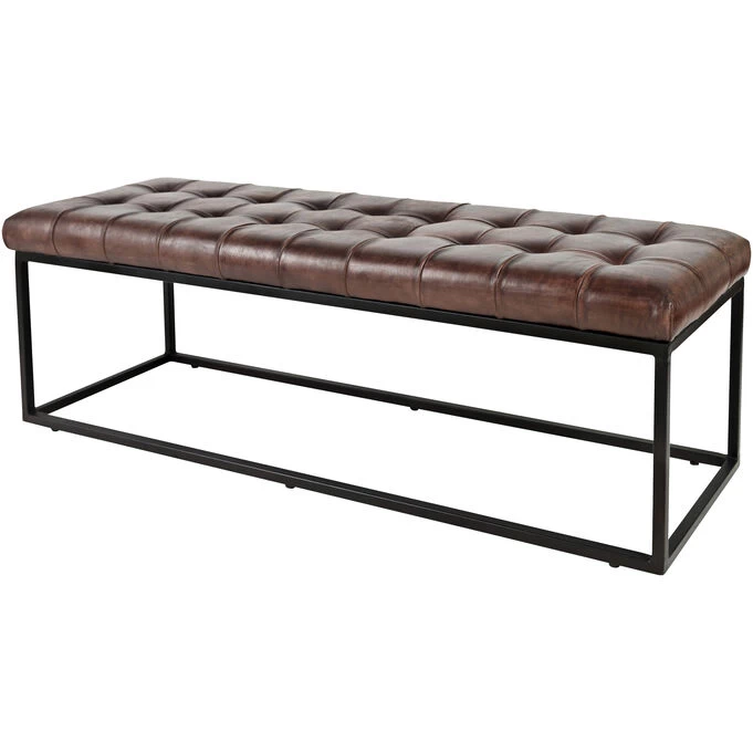 Strathmore Dark Sienna Leather Bench 3 Strathmore Dark Sienna Leather Bench
