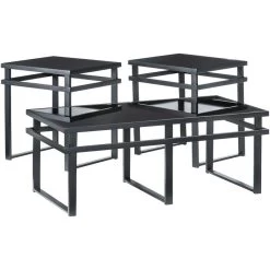 Laney Black Glass Set Of 3 Tables