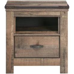 Trinell Rustic Plank Nightstand