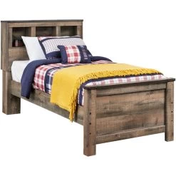 Trinell Rustic Plank Twin Bookcase Bed