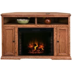 Chambers Golden Oak 56 Inch Corner Fireplace Console
