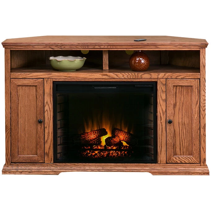 Chambers Golden Oak 56 Inch Corner Fireplace Console 3 Chambers Golden Oak 56 Inch Corner Fireplace Console