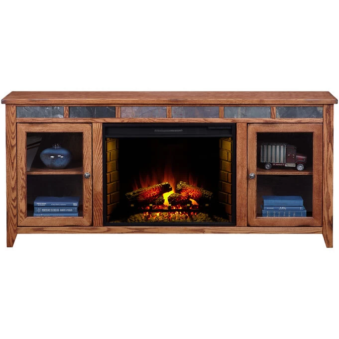 Evanston Antique Oak 72 Inch High Boy Fireplace Console 3 Evanston Antique Oak 72 Inch High Boy Fireplace Console