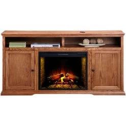 Chambers Golden Oak 72 Inch High Boy Fireplace Console