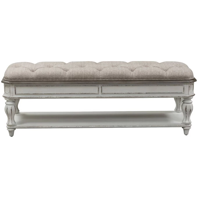 Magnolia Manor Antique White Bed Bench 3 Magnolia Manor Antique White Bed Bench