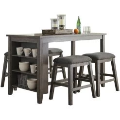 Caitbrook Gray 5 Piece Backless Counter Dining Set