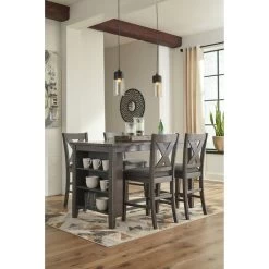 Caitbrook Gray 5 Piece X Back Counter Dining Set