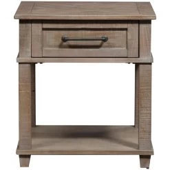 Parkland Falls Weathered Taupe Rectangular End Table