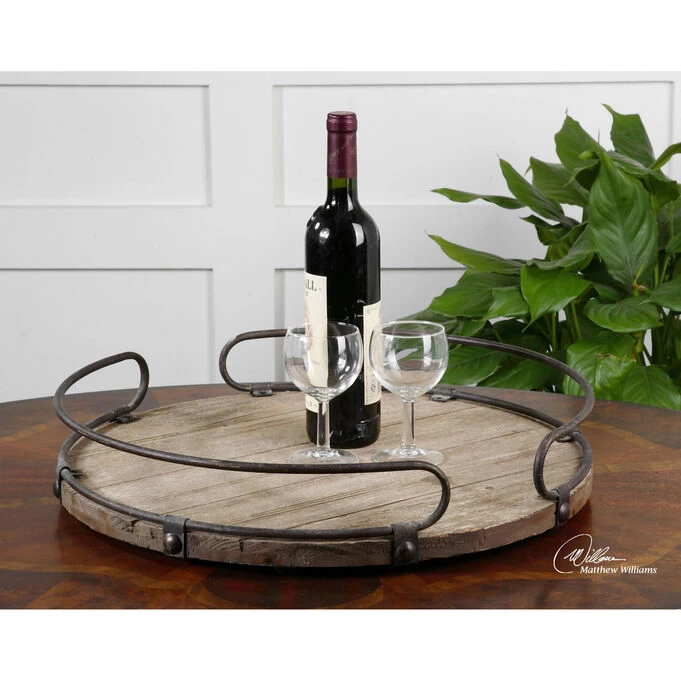Acela Driftwood Round Wine Tray 4 Acela Driftwood Round Wine Tray - Image 2