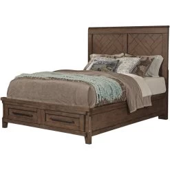 Patches Gray Brown Queen Panel Storage Bed