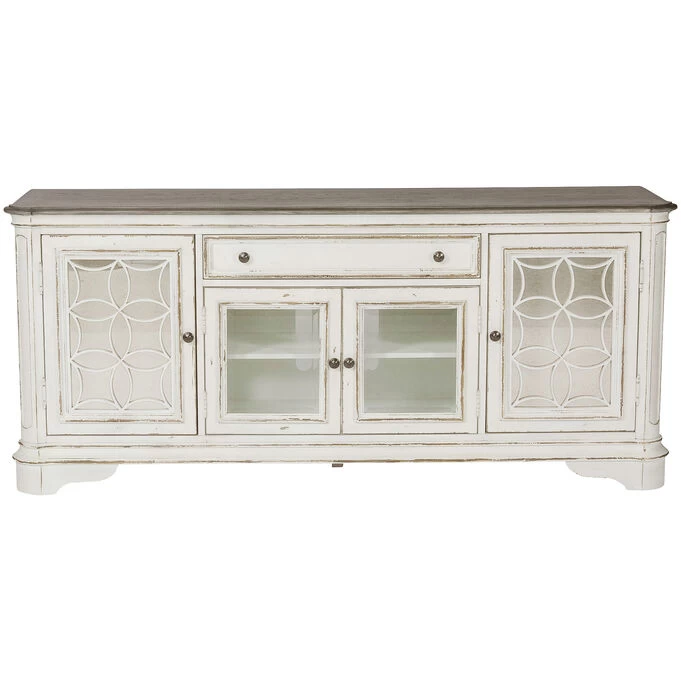 Magnolia Manor Antique White TV Console 3 Magnolia Manor Antique White TV Console
