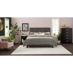 Modern Dark Gray Queen Upholstered Headboard -furniture QK1020073 LEGE SH LF2 RM