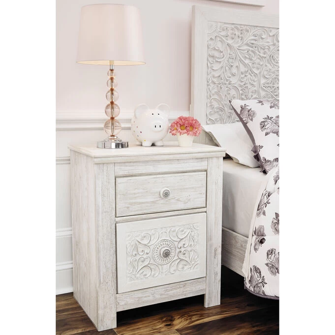 Paxberry Whitewash 2 Drawer Nightstand 4 Paxberry Whitewash 2 Drawer Nightstand - Image 2