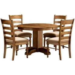 Bennett Smokey Quartz 5 Piece Upholstered Round Dining Set