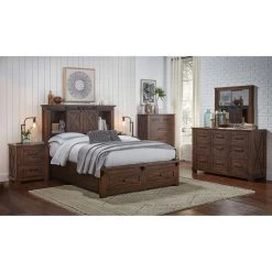 Sun Valley Rustic Timber Queen Storage Bed