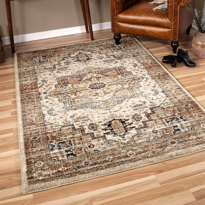 Aria Heriz Medallion Beige 5x8 Rug 4 Aria Heriz Medallion Beige 5x8 Rug - Image 2