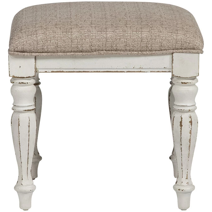 Magnolia Manor Antique White Vanity Stool 3 Magnolia Manor Antique White Vanity Stool
