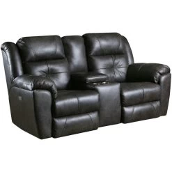 Vista Slate Leather Power+ Reclining Console Loveseat
