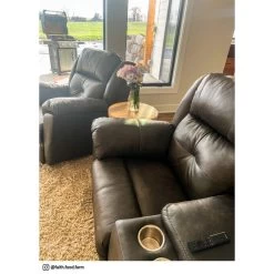 Vista Slate Leather Power+ Reclining Console Loveseat -furniture QK1027152 SOMO LF3 RM