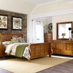Grandpas Cabin Medium Brown 4 Piece Queen Room Group