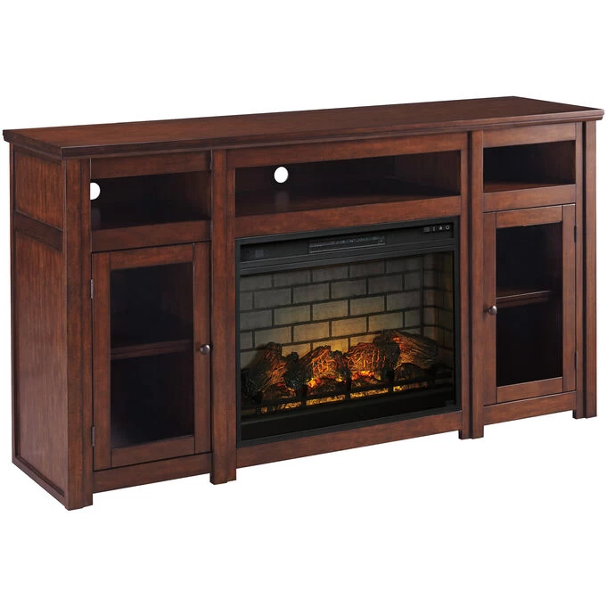 Harpan Reddish Brown 72 Inch Fireplace TV Stand 3 Harpan Reddish Brown 72 Inch Fireplace TV Stand