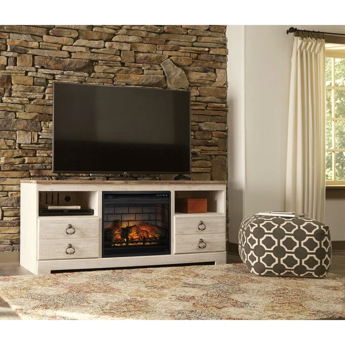Willowton White 64 Inch Infrared Fireplace TV Stand 4 Willowton White 64 Inch Infrared Fireplace TV Stand - Image 2