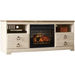 Willowton White 64 Inch Infrared Fireplace TV Stand
