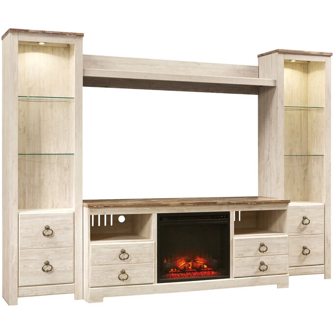 Willowton White 4 Piece Infrared Fireplace Entertainment Center 3 Willowton White 4 Piece Infrared Fireplace Entertainment Center