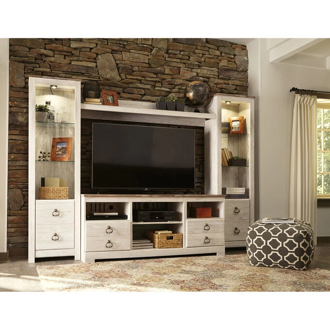 Willowton White 4 Piece Entertainment Center 4 Willowton White 4 Piece Entertainment Center - Image 2