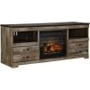 Trinell Rustic Plank 63 Inch Infrared Fireplace TV Stand