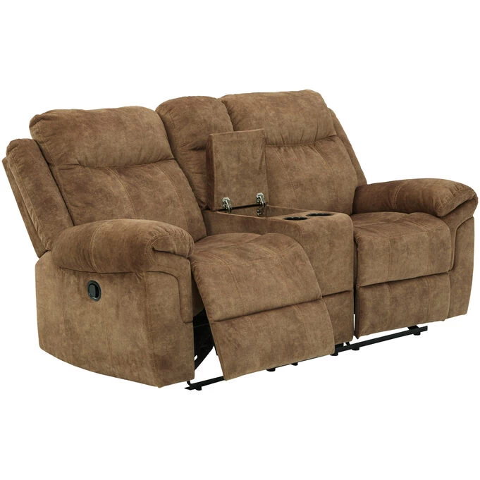 Huddle Up Nutmeg Glider Reclining Console Loveseat 4 Huddle Up Nutmeg Glider Reclining Console Loveseat - Image 2