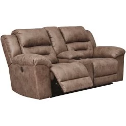Stoneland Fossil Power Reclining Console Loveseat