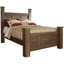 Juararo Dark Brown Queen Poster Bed