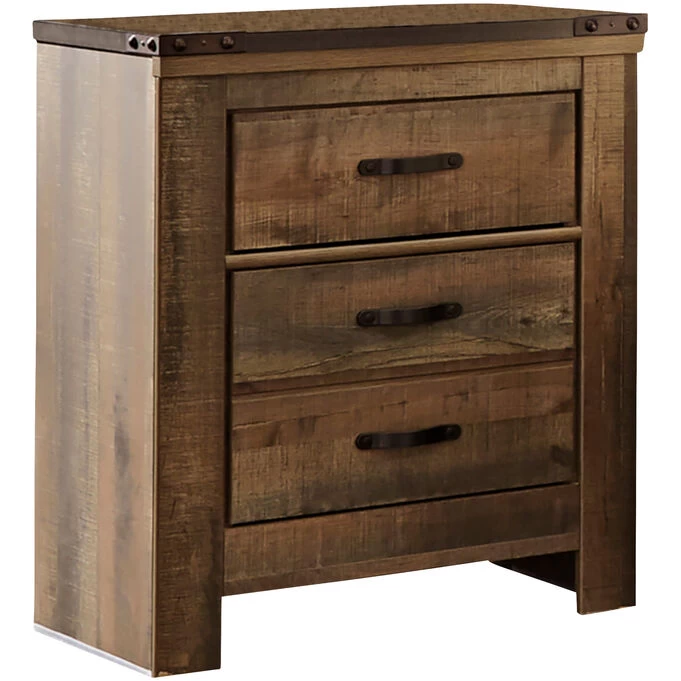 Trinell Rustic Plank 2 Drawer Nightstand 3 Trinell Rustic Plank 2 Drawer Nightstand