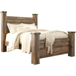 Trinell Rustic Plank Queen Poster Bed