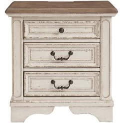 Realyn White 3 Drawer Nightstand