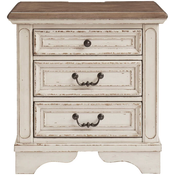 Realyn White 3 Drawer Nightstand 3 Realyn White 3 Drawer Nightstand
