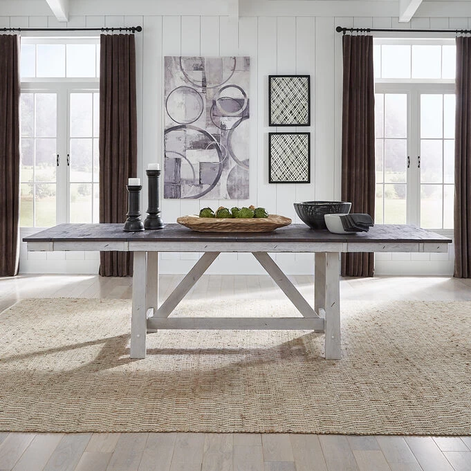 Farmhouse White Trestle Dining Table 4 Farmhouse White Trestle Dining Table - Image 2