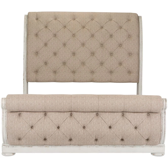 Abbey Park White Queen 4 Piece Upholstered Sleigh Bed 4 Abbey Park White Queen 4 Piece Upholstered Sleigh Bed - Image 2