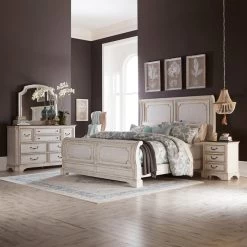 Abbey Road White Queen 4 Piece Sleigh Bed Pkg