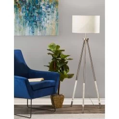 Adesso Della Brushed Steel Floor Lamp -furniture QK1032300 ADES LF1 RM