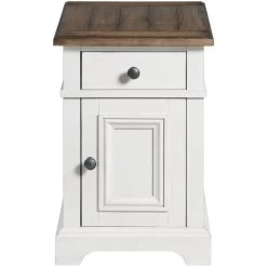 Drake Rustic White And Stone Chairside Table