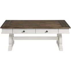 Drake Rustic White And Stone Coffee Table