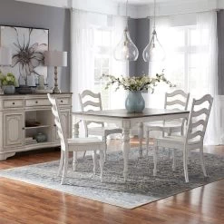 Magnolia Manor White 5 Piece Ladder Dining Set