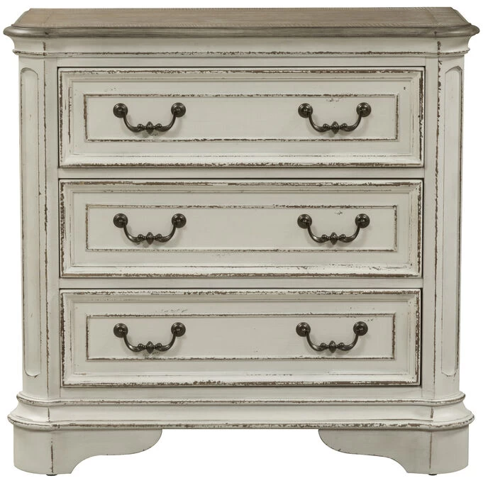Magnolia Manor White 3 Drawer Nightstand 3 Magnolia Manor White 3 Drawer Nightstand