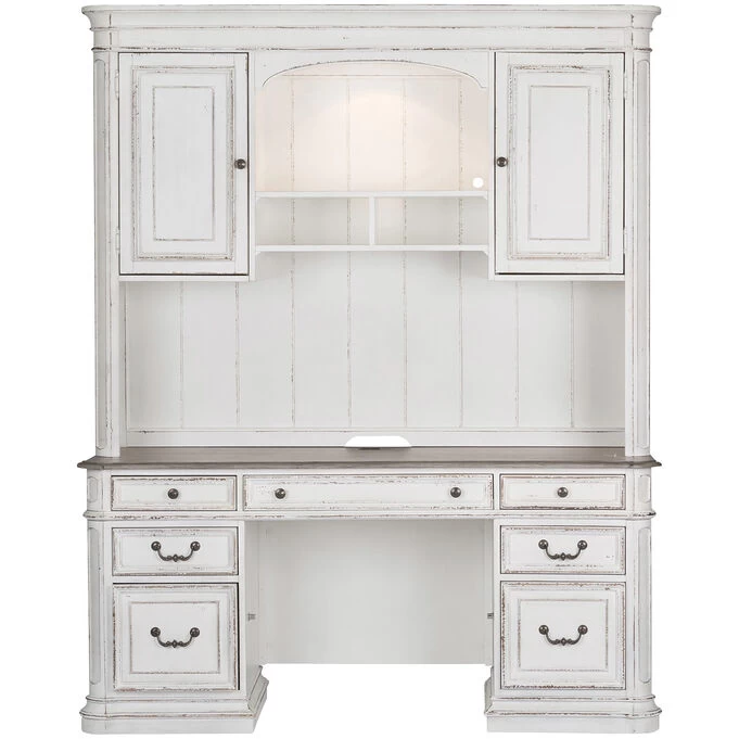 Magnolia Manor 2 Piece Antique White Credenza And Hutch 3 Magnolia Manor 2 Piece Antique White Credenza And Hutch